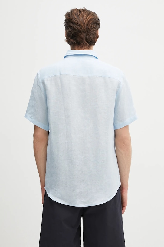 Oblečení Lněná košile A.P.C. chemisette bellini logo LIAEK.H12551 modrá
