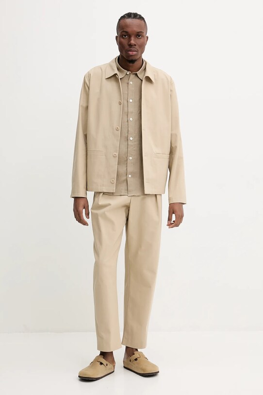 A.P.C. cămașă de in chemisette bellini logo LIAEK.H12551 verde SS25