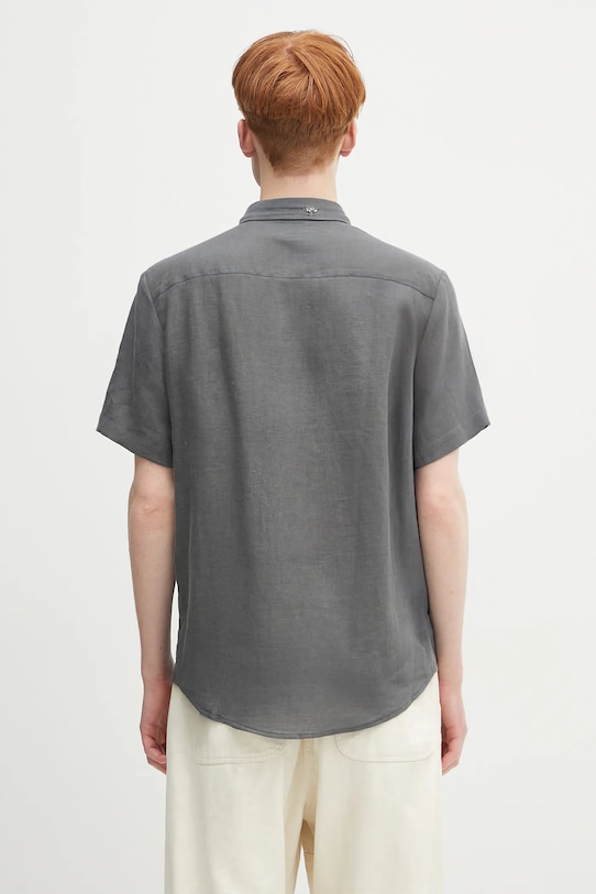 Oblečenie Ľanová košeľa A.P.C. chemisette bellini logo LIAEK.H12551 sivá