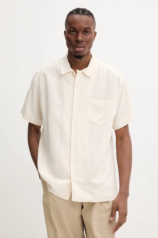 A.P.C. cămașă din amestec de in chemisette roy scurt bej VIALV.H12608