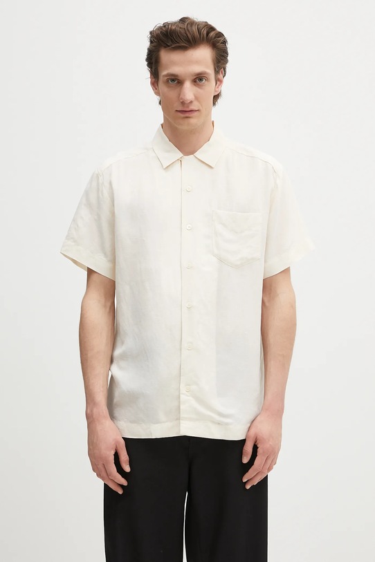 Košile s příměsí lnu A.P.C. chemisette roy relaxed béžová VIALV.H12608