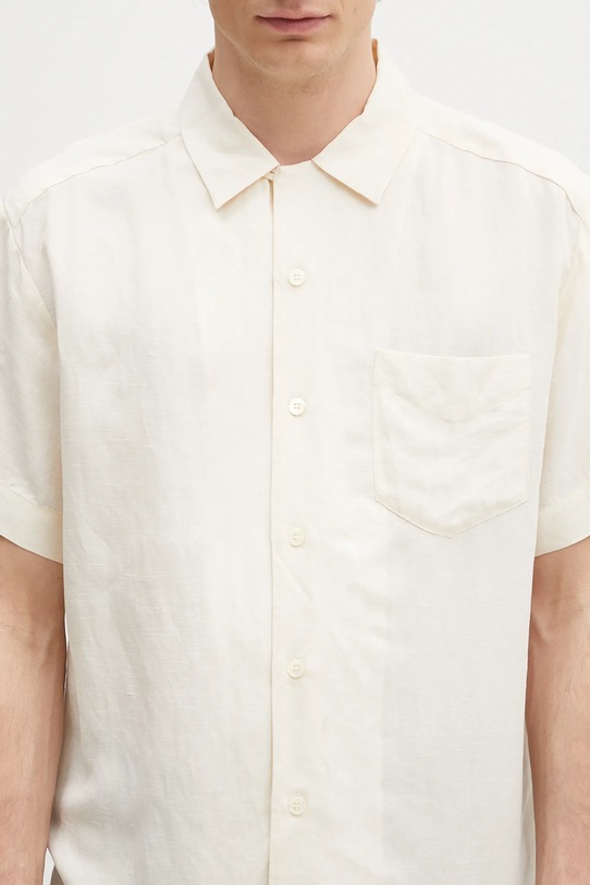 Košile s příměsí lnu A.P.C. chemisette roy béžová VIALV.H12608