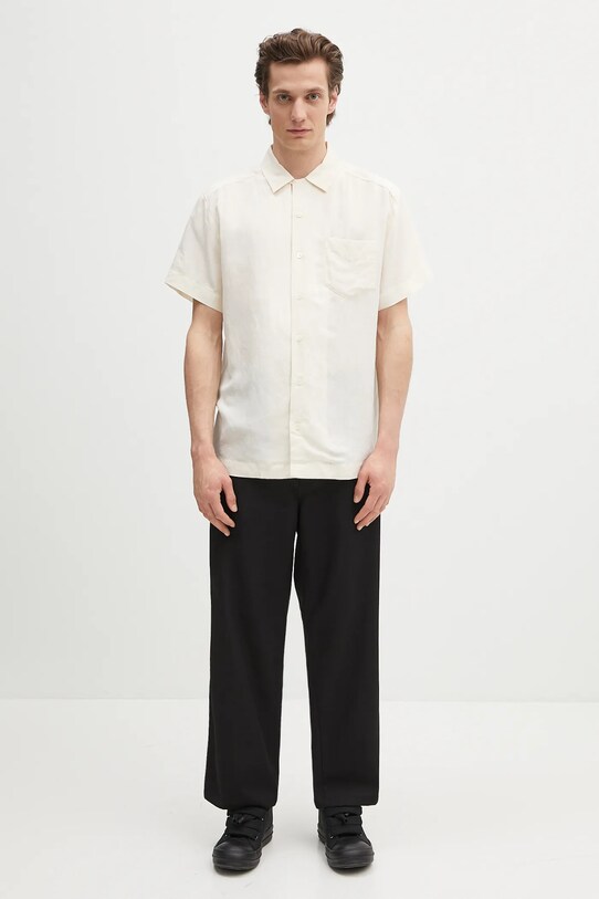 Košile s příměsí lnu A.P.C. chemisette roy VIALV.H12608 béžová