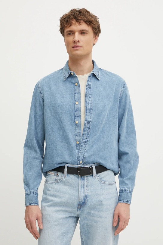 Guess koszula jeansowa RONNIE bawełna niebieski M5RH77.D5L01