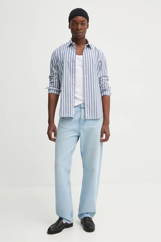 Bavlněná košile Marc O'Polo 520741042358 šedá SS25