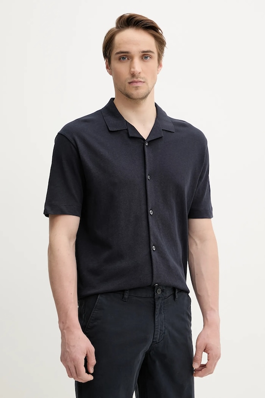 Košeľa s prímesou ľanu Marc O'Polo tmavomodrá 523209153068