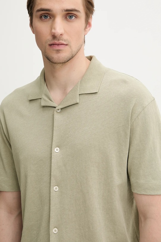 Marc O'Polo cămașă din amestec de in verde 523209153068