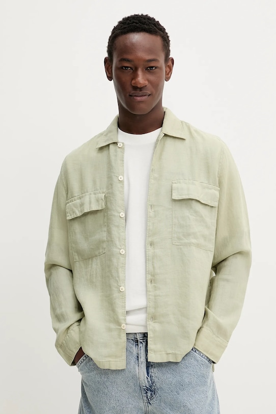 Marc O'Polo camicia di lino biancheria verde 523735342082