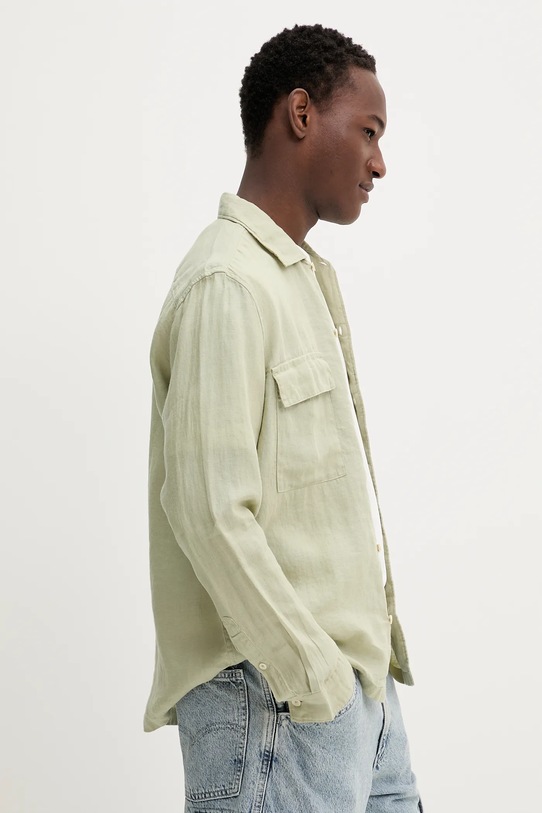 Marc O'Polo camicia di lino verde 523735342082