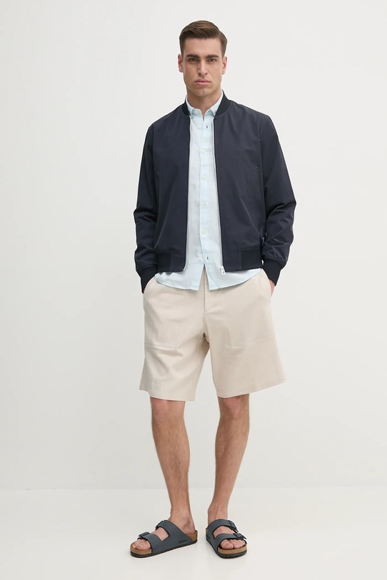 Marc O'Polo camicia di lino 523735342380 blu SS25