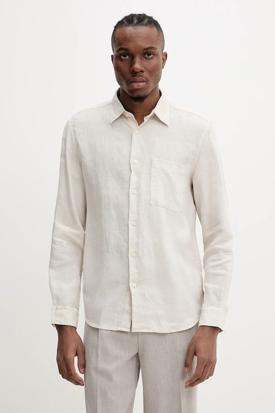 Marc O'Polo koszula lniana regular beżowy 523742842318