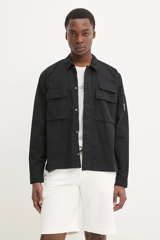 C.P. Company koszula bawełniana bawełna czarny 18CMSH128A110143G