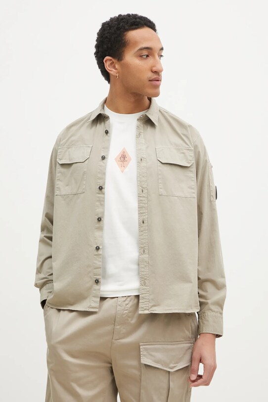 Хлопковая рубашка C.P. Company casual бежевый 18CMSH140A110143G