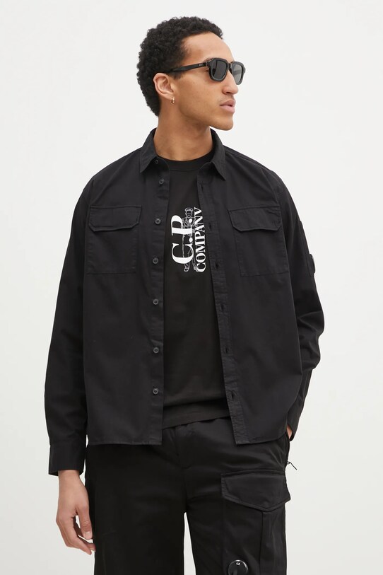 Pamučna košulja C.P. Company casual crna 18CMSH140A110143G