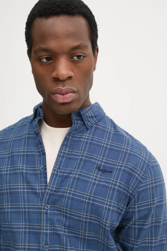 Bavlněná košile Pepe Jeans ALAN PM308806 námořnická modř