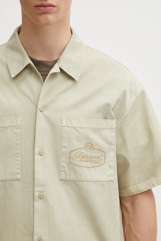Pamučna košulja Represent Short Sleeve Cotton Overshirt bež MLM21482.25