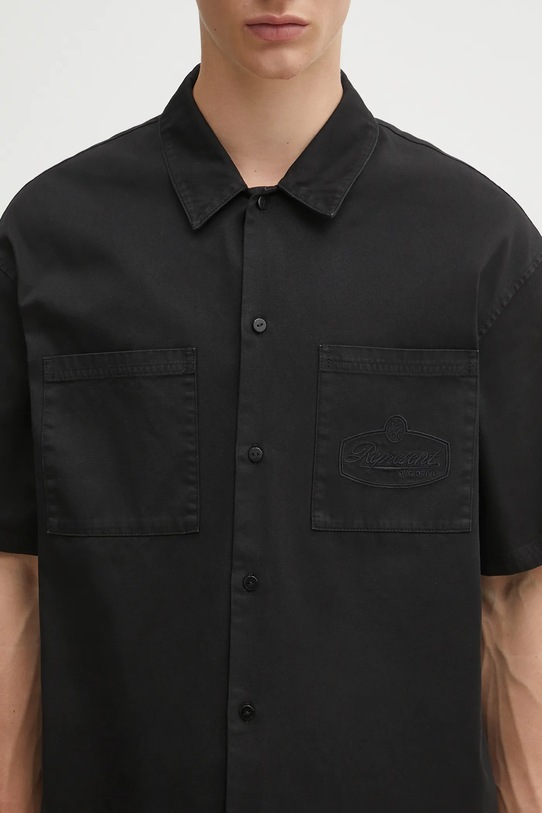 Pamučna košulja Represent Short Sleeve Cotton Overshirt crna MLM21482.02