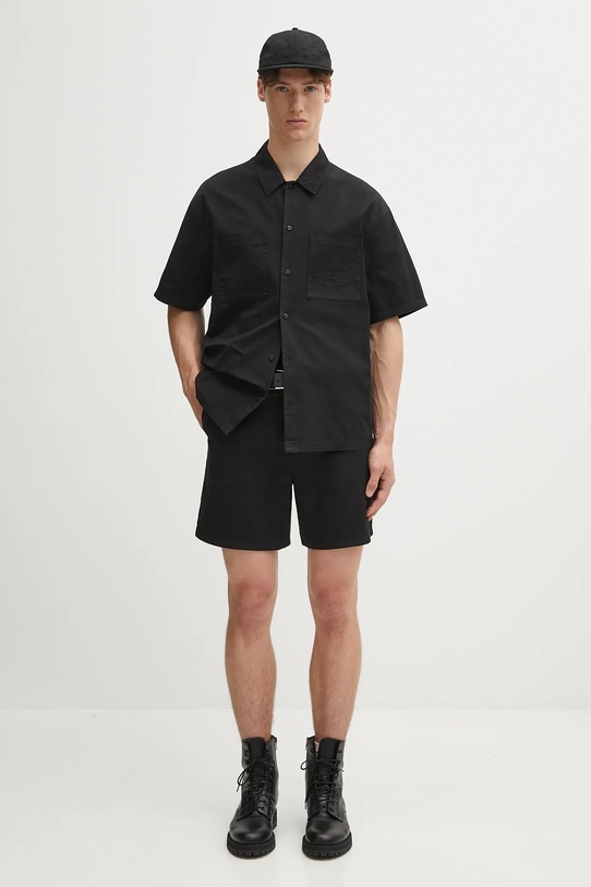 Represent koszula bawełniana Short Sleeve Cotton Overshirt MLM21482.02 czarny