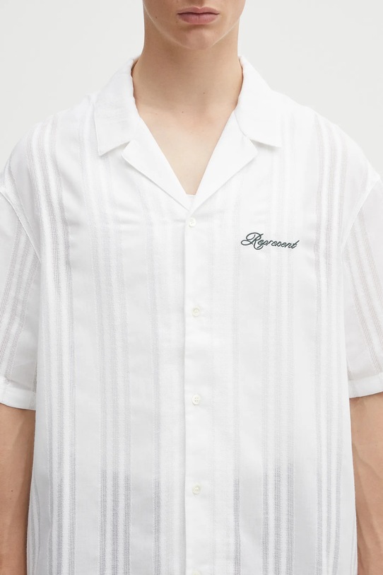 Represent koszula bawełniana Embroidered Bowling Shirt biały MLM2967.31