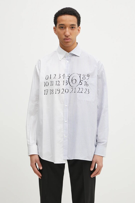 MM6 Maison Margiela camasa din bumbac print alb SH0DT0025