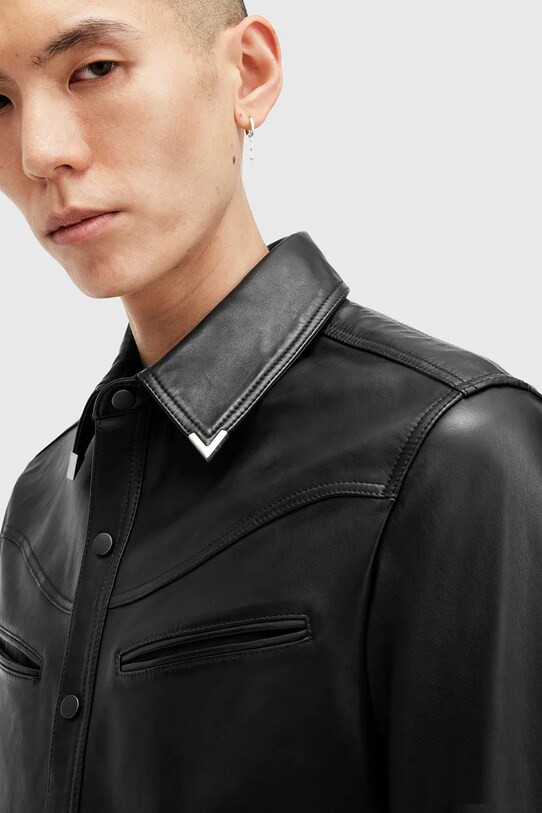 Ruházat AllSaints bőr ing DRAVEN M071SB fekete