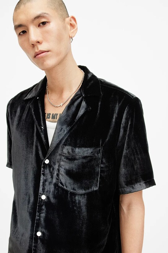 AllSaints camasa RUNA M100SB negru SS25