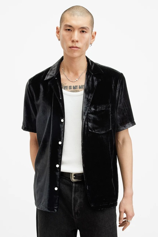 Îmbrăcăminte AllSaints camasa RUNA M100SB negru