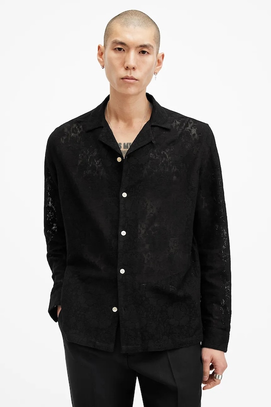 AllSaints camasa OKESA lung negru M104SB