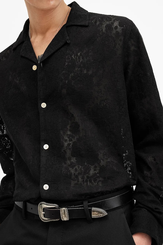 Îmbrăcăminte AllSaints camasa OKESA M104SB negru