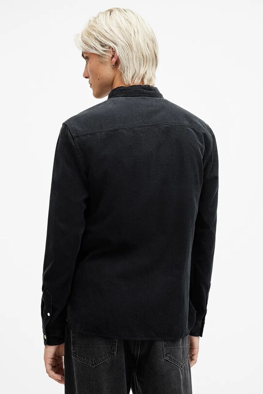 Ruházat AllSaints pamut ing BIRCHWOOD M144SB fekete