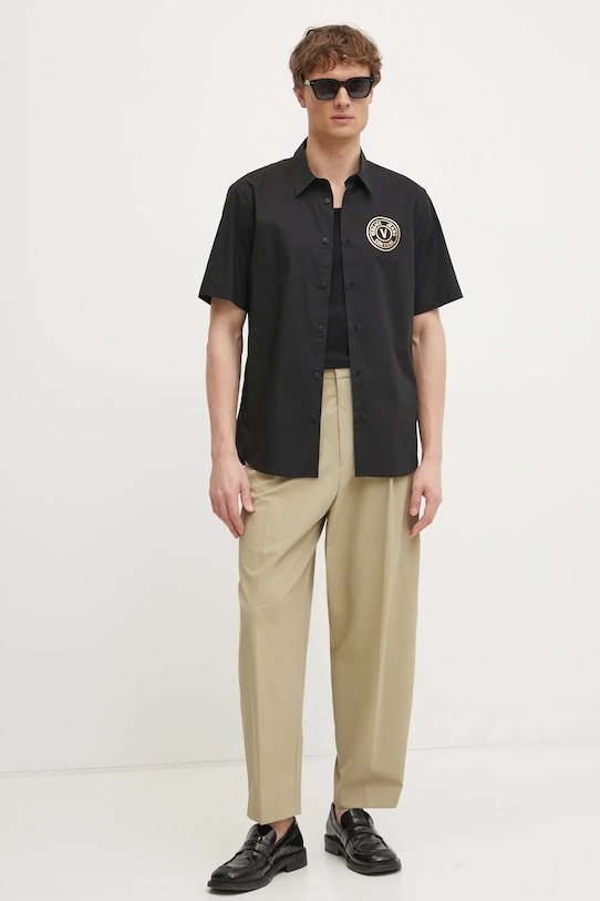 Хлопковая рубашка Versace Jeans Couture 78GALY11.CN002 чёрный SS25