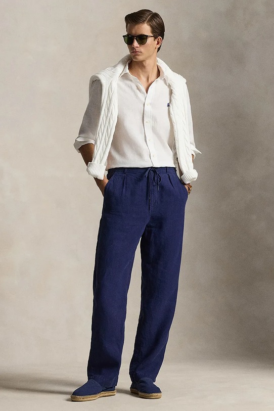 Odzież Polo Ralph Lauren koszula lniana Long Sleeve Sport Shirt 710966294 biały