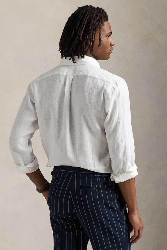 Lanena košulja Polo Ralph Lauren Long Sleeve Sport Shirt 710966294 bijela SS25