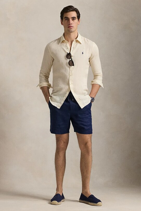 Одяг Сорочка з льону Polo Ralph Lauren Long Sleeve Sport Shirt 710966294 бежевий