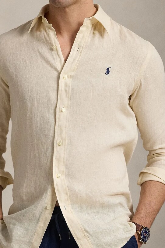 Сорочка з льону Polo Ralph Lauren Long Sleeve Sport Shirt бежевий 710966294
