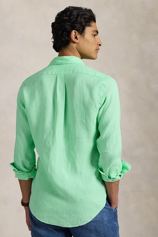 Сорочка з льону Polo Ralph Lauren Long Sleeve Sport Shirt 710966294 зелений SS25
