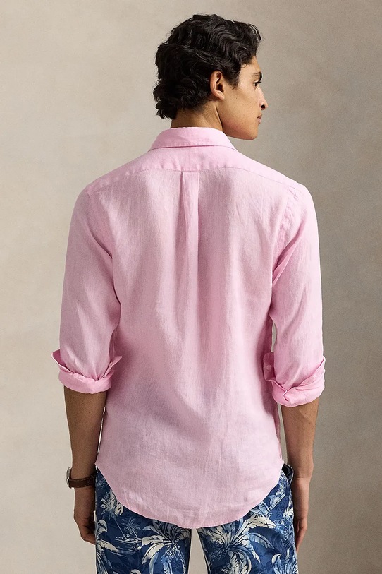 Polo Ralph Lauren koszula lniana Long Sleeve Sport Shirt 710966294 różowy SS26