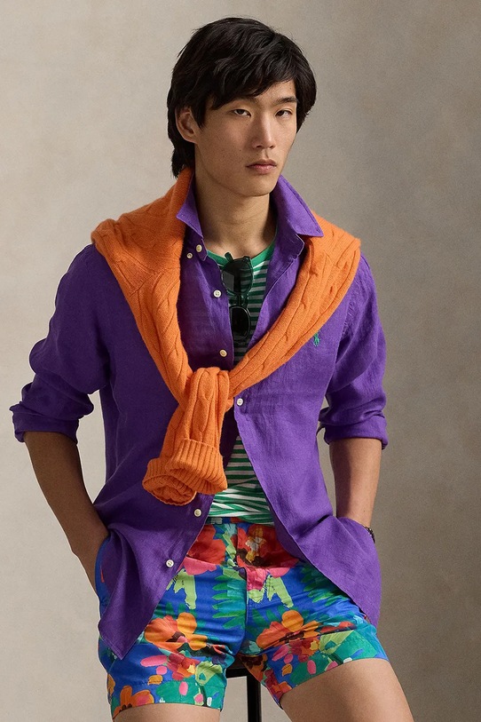 Polo Ralph Lauren linen shirt Long Sleeve Sport Shirt 710966294 violet