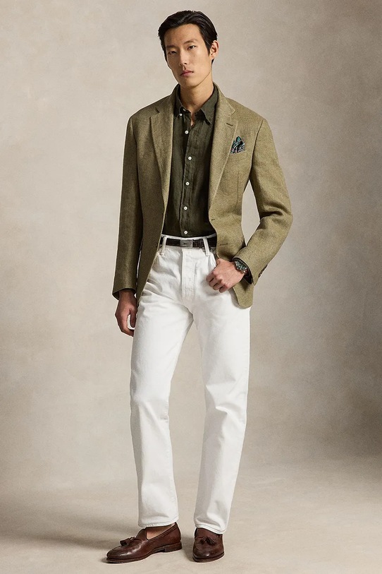 Clothing Polo Ralph Lauren linen shirt Long Sleeve Sport Shirt 710966294 brown