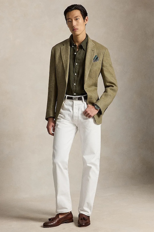 Clothing Polo Ralph Lauren linen shirt Long Sleeve Sport Shirt 710966294 brown