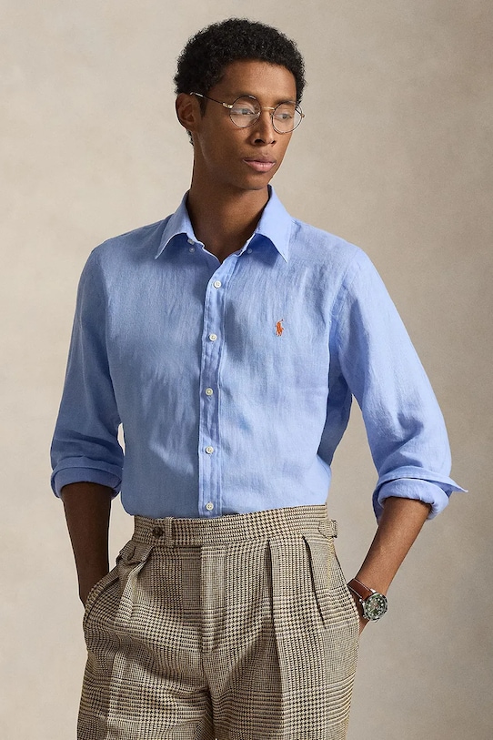 Сорочка з льону Polo Ralph Lauren Long Sleeve Sport Shirt casual блакитний 710966294