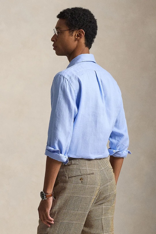 Сорочка з льону Polo Ralph Lauren Long Sleeve Sport Shirt 710966294 блакитний SS26