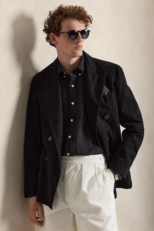 Polo Ralph Lauren koszula lniana Long Sleeve Sport Shirt 710966294 czarny