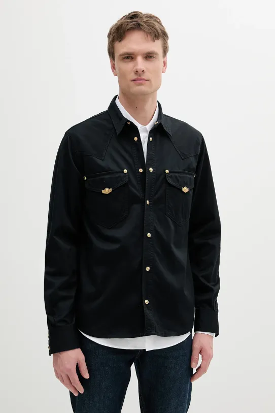 Versace Jeans Couture koszula bawełniana bawełna czarny 78GAL250.CDWRB