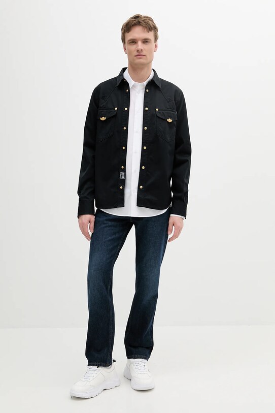 Бавовняна сорочка Versace Jeans Couture 78GAL250.CDWRB чорний SS25