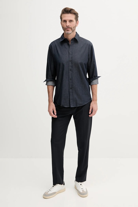 Sisley cămașă din bumbac 5UTXSQ04H bleumarin SS25