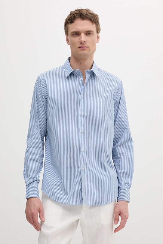 Sisley cămașă din bumbac cu modele albastru 5MVUSQ04D