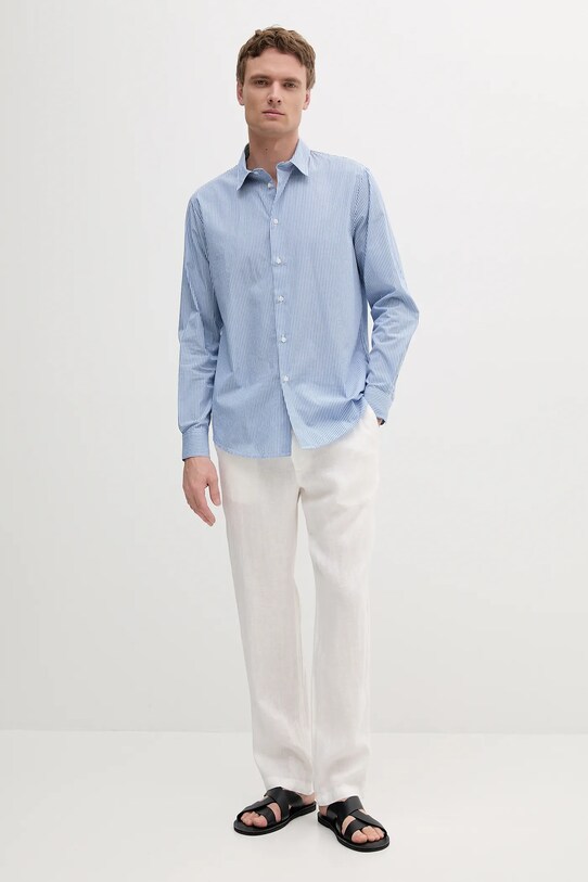Sisley koszula bawełniana 5MVUSQ04D niebieski SS25