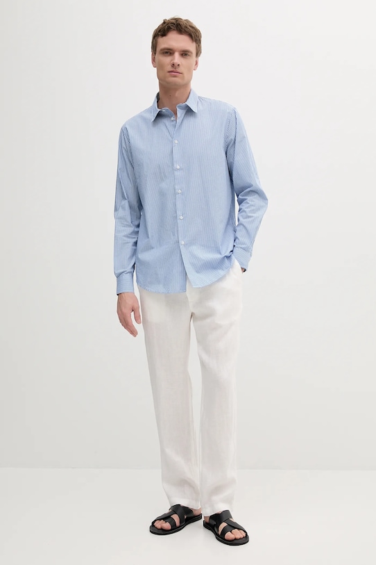 Sisley cămașă din bumbac 5MVUSQ04D albastru SS25