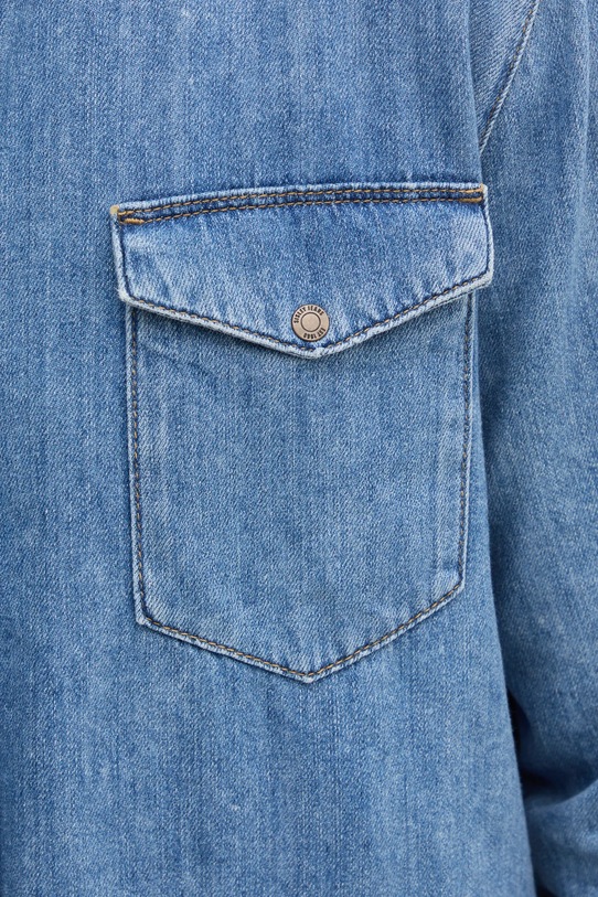 Sisley koszula jeansowa 53GESQ04G niebieski SS25